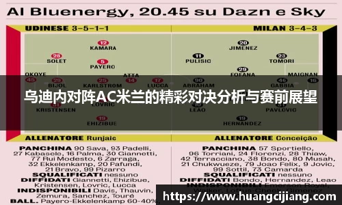 乌迪内对阵AC米兰的精彩对决分析与赛前展望
